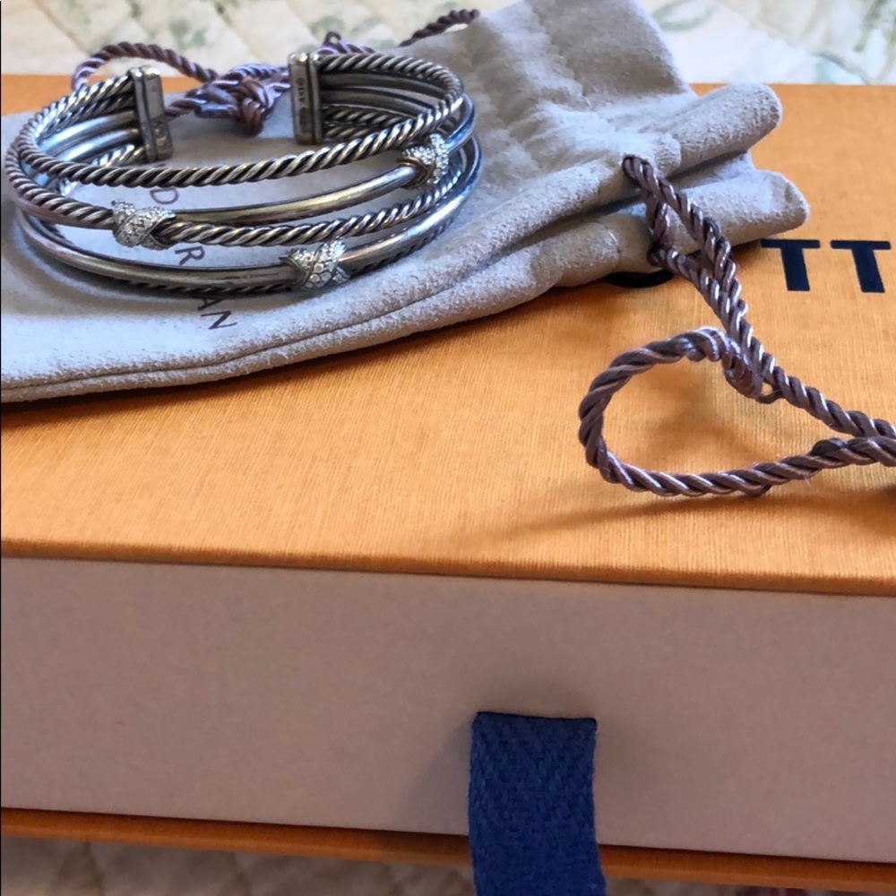 David Yurman diamond X cross bracelet.